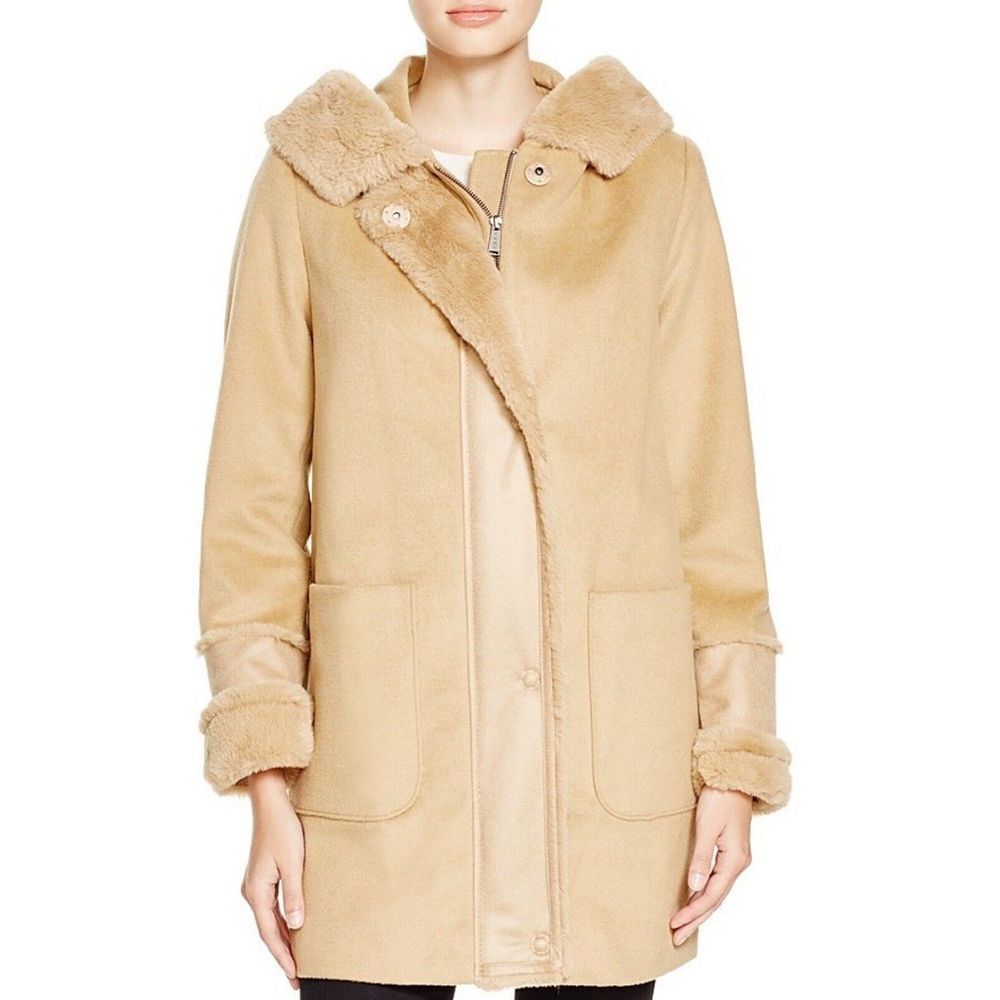 DKNY Duffle Coat with Faux Shearling‎ beige/camel Color  $356.00 MRSP Size Large